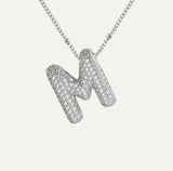Dames Ketting – Initial Hanger – Fonkelende Stenen – Verfijnde Schakelketting – Statement Sieraad