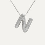 Dames Ketting – Initial Hanger – Fonkelende Stenen – Verfijnde Schakelketting – Statement Sieraad