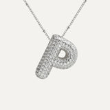 Dames Ketting – Initial Hanger – Fonkelende Stenen – Verfijnde Schakelketting – Statement Sieraad