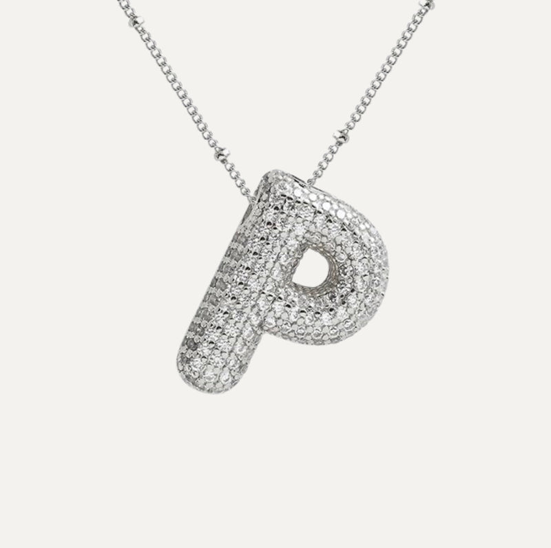 Dames Ketting – Initial Hanger – Fonkelende Stenen – Verfijnde Schakelketting – Statement Sieraad