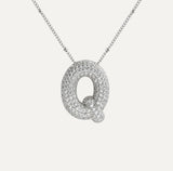 Dames Ketting – Initial Hanger – Fonkelende Stenen – Verfijnde Schakelketting – Statement Sieraad