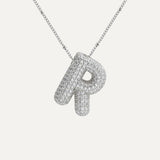 Dames Ketting – Initial Hanger – Fonkelende Stenen – Verfijnde Schakelketting – Statement Sieraad