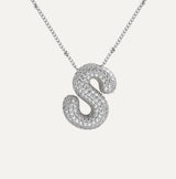 Dames Ketting – Initial Hanger – Fonkelende Stenen – Verfijnde Schakelketting – Statement Sieraad