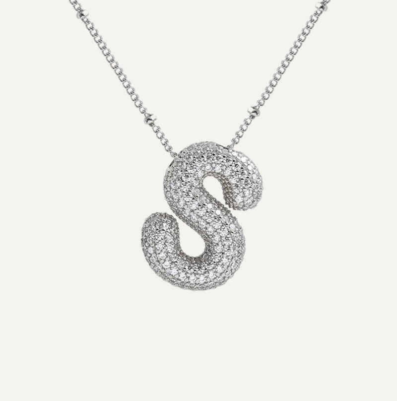 Dames Ketting – Initial Hanger – Fonkelende Stenen – Verfijnde Schakelketting – Statement Sieraad