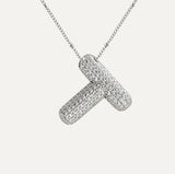 Dames Ketting – Initial Hanger – Fonkelende Stenen – Verfijnde Schakelketting – Statement Sieraad