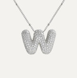 Dames Ketting – Initial Hanger – Fonkelende Stenen – Verfijnde Schakelketting – Statement Sieraad