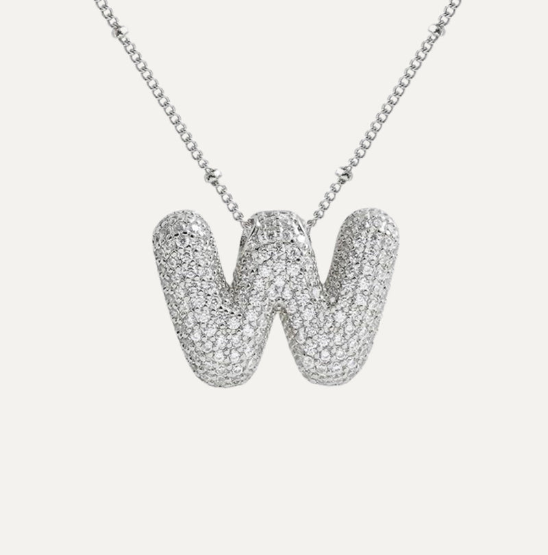 Dames Ketting – Initial Hanger – Fonkelende Stenen – Verfijnde Schakelketting – Statement Sieraad