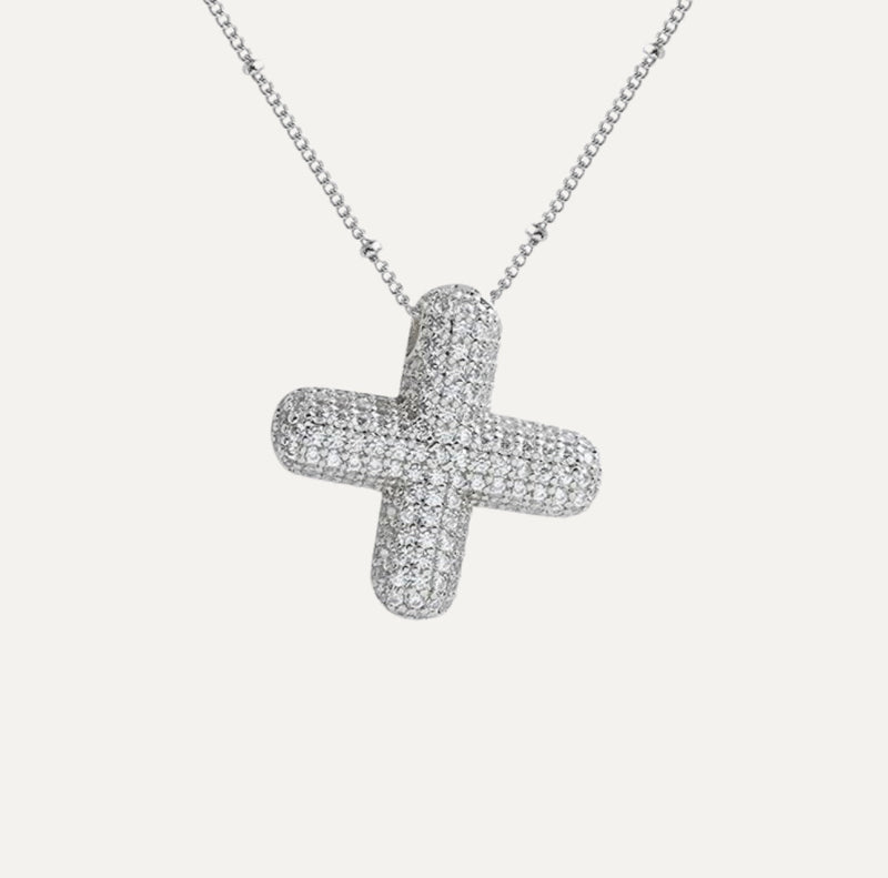 Dames Ketting – Initial Hanger – Fonkelende Stenen – Verfijnde Schakelketting – Statement Sieraad