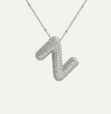 Dames Ketting – Initial Hanger – Fonkelende Stenen – Verfijnde Schakelketting – Statement Sieraad