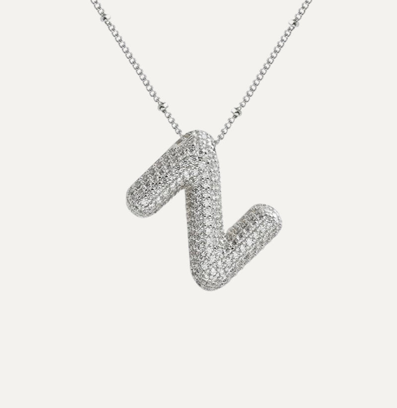 Dames Ketting – Initial Hanger – Fonkelende Stenen – Verfijnde Schakelketting – Statement Sieraad