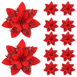 GLOWPETAL – 14,5 cm grote glinsterende kerstbloemen in Roze, Rood en Goud