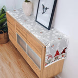 LINENWISH – Feestelijke tafelloper van linnen voor Kerstmis met sneeuwvlokken- en kaboutermotief