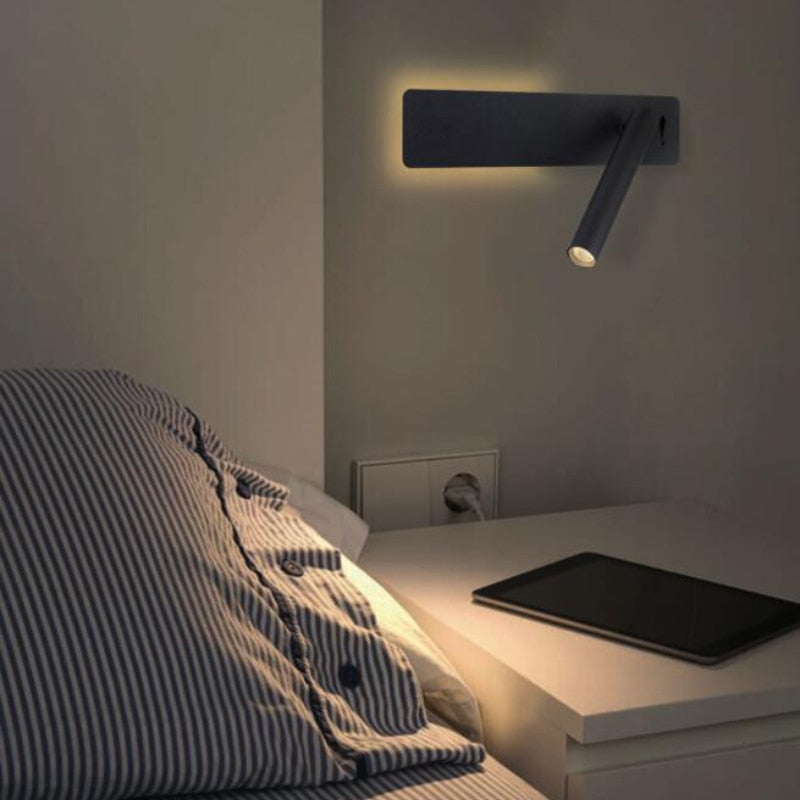 Draaibare LED-leeswandlamp voor het bed