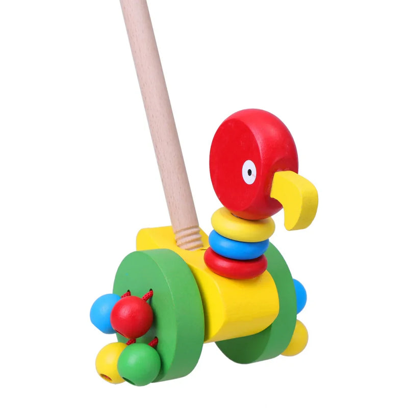 Dino Pusher Speelwagen voor Baby's - Educatief Houten Speelgoed voor Kleintjes
