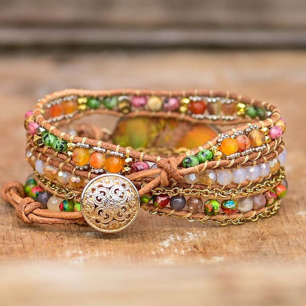 Hamsa-Wickelarmband met Amazonietsteen – Zahara