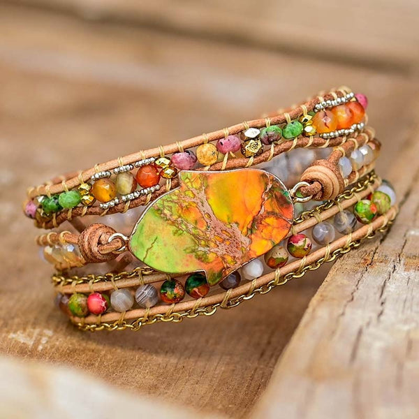 Hamsa-Wickelarmband met Amazonietsteen – Zahara