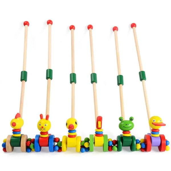 Dino Pusher Speelwagen voor Baby's - Educatief Houten Speelgoed voor Kleintjes