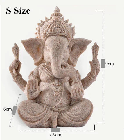 Heimdecoratie Natuur Zandsteen Indische Ganesha Beeld Religieuze Hindoe Olifantengod Standbeelden Fengshui Olifantenkop Boeddha