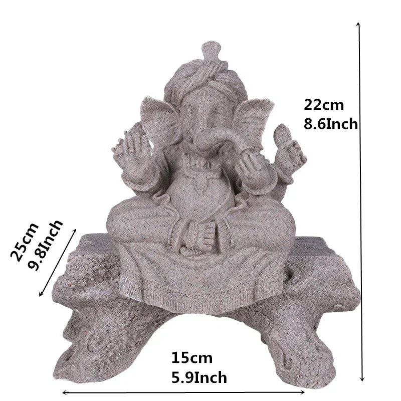 Heimdecoratie Natuur Zandsteen Indische Ganesha Beeld Religieuze Hindoe Olifantengod Standbeelden Fengshui Olifantenkop Boeddha