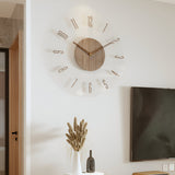 ClearWood Stille Wandklok – Eigentijds Hout‑en‑Acryl Design