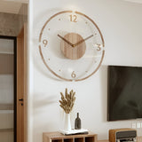 ClearWood Stille Wandklok – Eigentijds Hout‑en‑Acryl Design