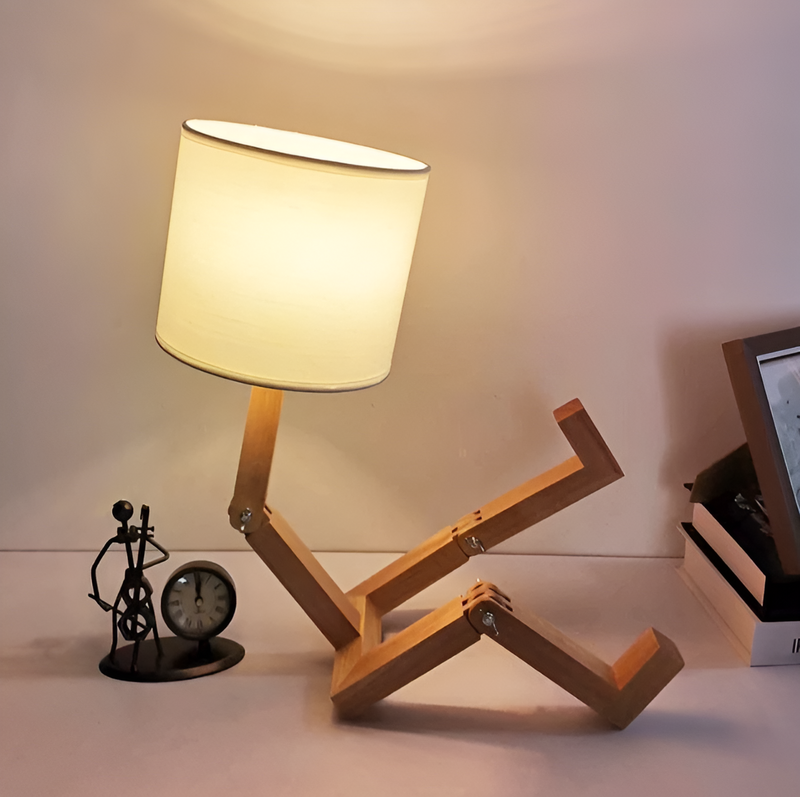 Flexibele Robot Bureau Lamp van Massief Hout – LumoBot