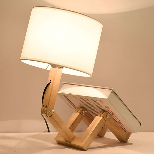 Flexibele Robot Bureau Lamp van Massief Hout – LumoBot