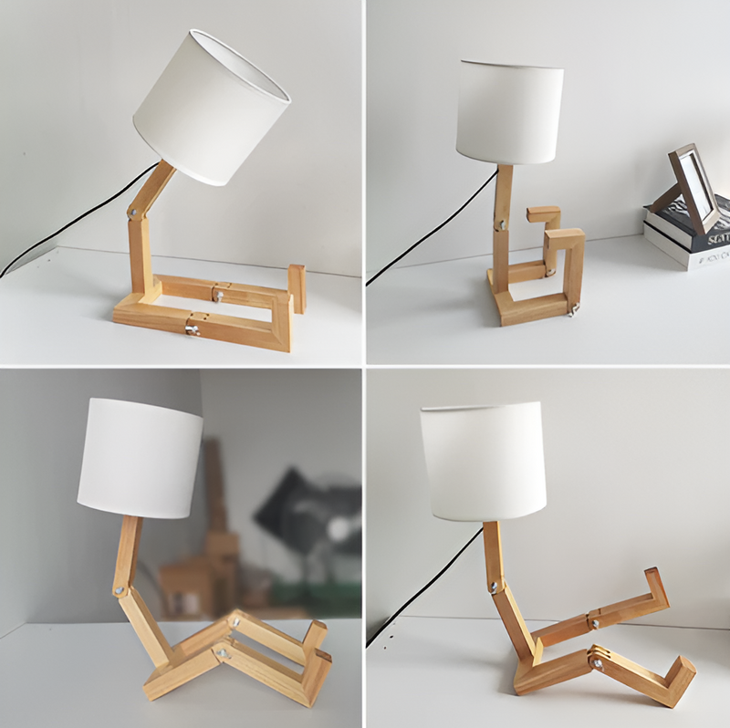 Flexibele Robot Bureau Lamp van Massief Hout – LumoBot