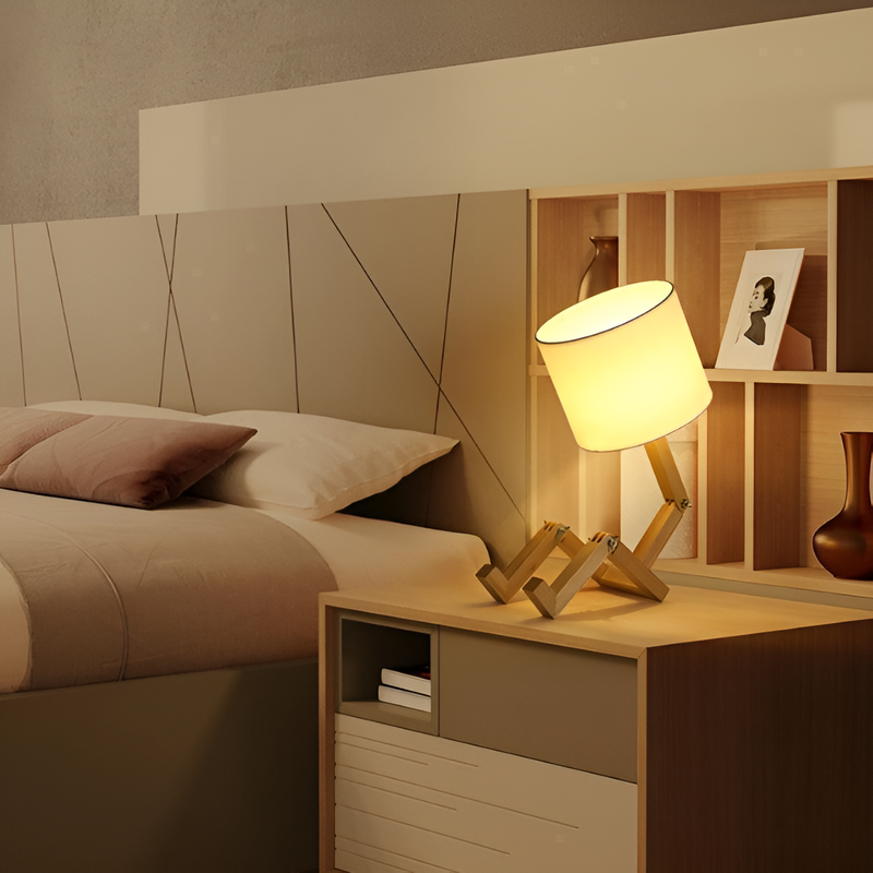 Flexibele Robot Bureau Lamp van Massief Hout – LumoBot