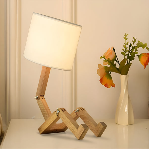 Flexibele Robot Bureau Lamp van Massief Hout – LumoBot