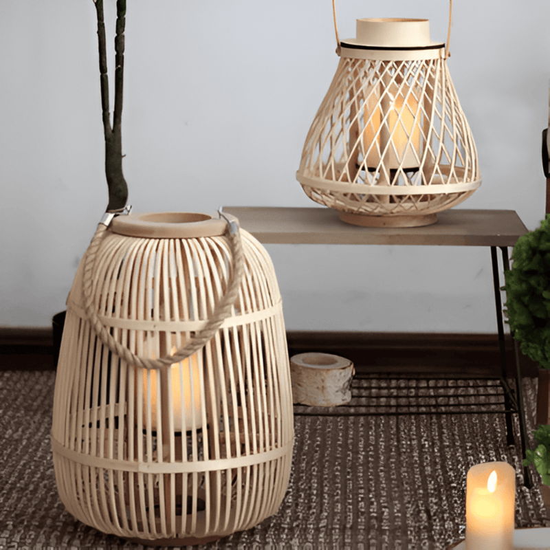 Boho Rattan Lantaarn – Handgemaakte Sfeerverlichting voor Buiten en Binnen