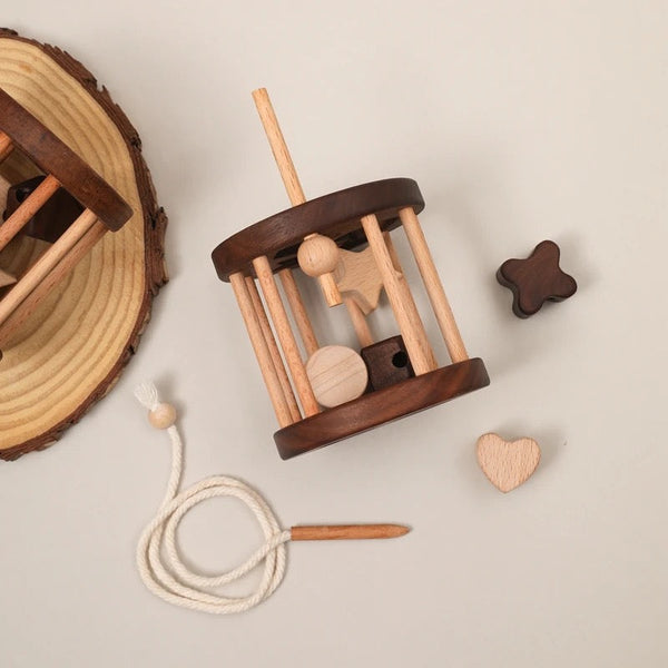 Houten puzzel met basisvormen voor kinderen – Leer spel om de motoriek te bevorderen