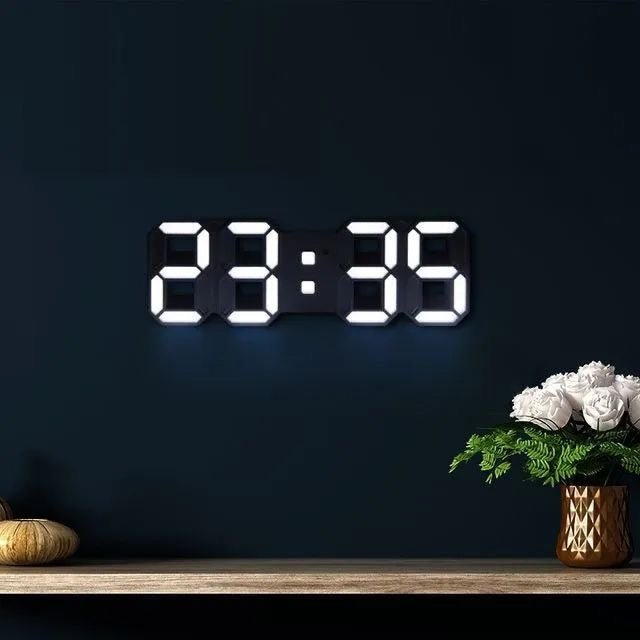 Digitale 3D LED Wandklok – Modern ontwerp met dimfunctie en optimale zichtbaarheid