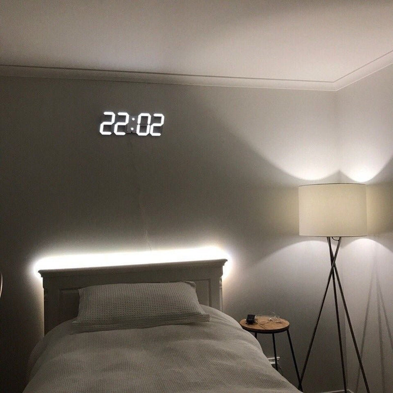 Digitale 3D LED Wandklok – Modern ontwerp met dimfunctie en optimale zichtbaarheid