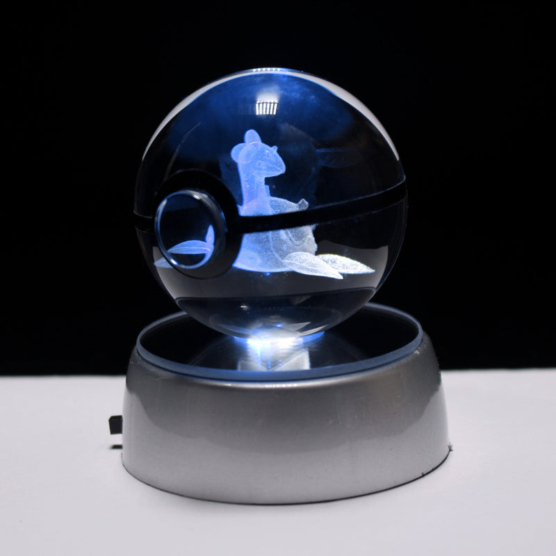 Kristallen Pokébal met LED-standaard – Interactief verzamel speelgoed