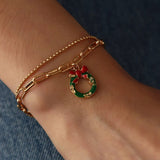 JINGLITE – Verstelbare, vergulde, feestelijke charms-armband voor de kerstsfeer