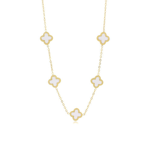 Gouden en Witte Klavertje Vier Ketting