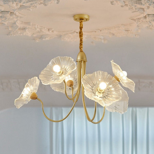 Bladvormige Frosted Glass Kroonluchter – Elegante Vintage-Inspiratie Plafondlamp