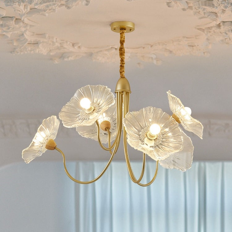 Bladvormige Frosted Glass Kroonluchter – Elegante Vintage-Inspiratie Plafondlamp