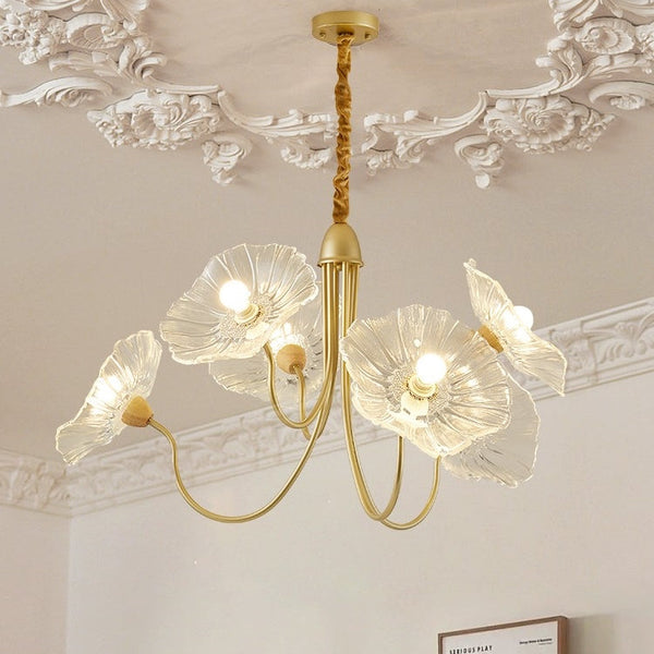 Bladvormige Frosted Glass Kroonluchter – Elegante Vintage-Inspiratie Plafondlamp