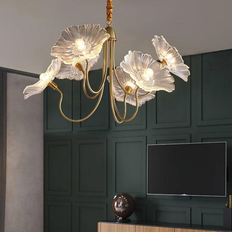 Bladvormige Frosted Glass Kroonluchter – Elegante Vintage-Inspiratie Plafondlamp