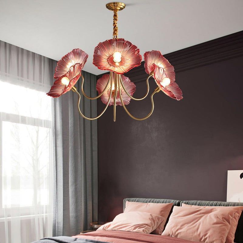 Bladvormige Frosted Glass Kroonluchter – Elegante Vintage-Inspiratie Plafondlamp