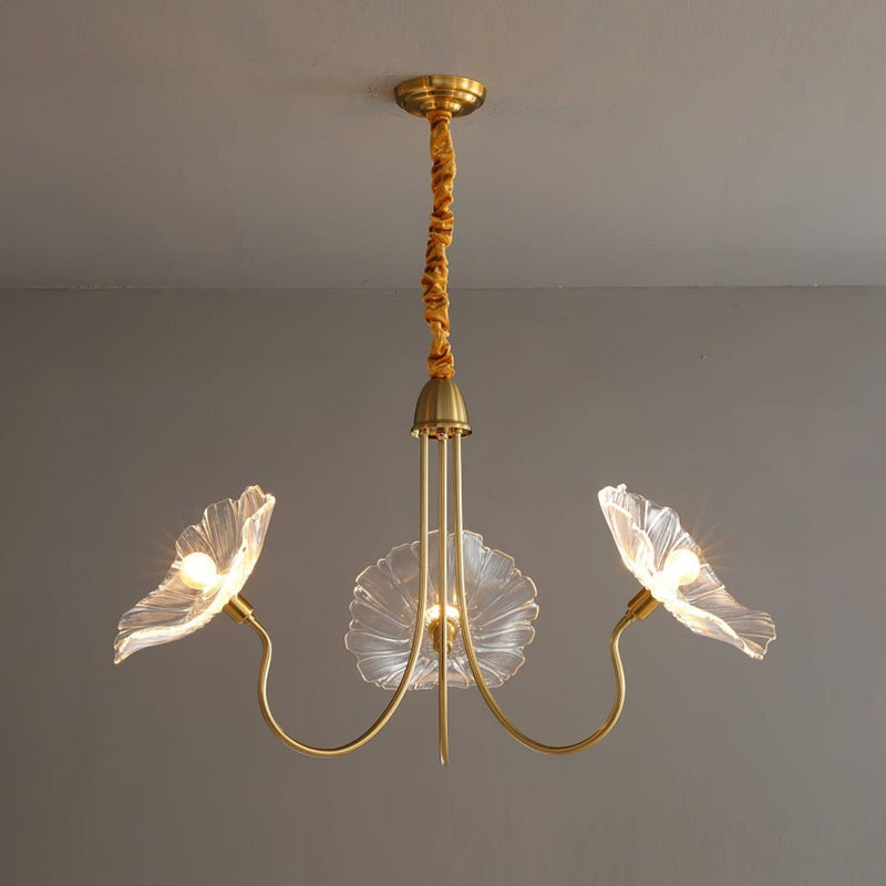 Bladvormige Frosted Glass Kroonluchter – Elegante Vintage-Inspiratie Plafondlamp