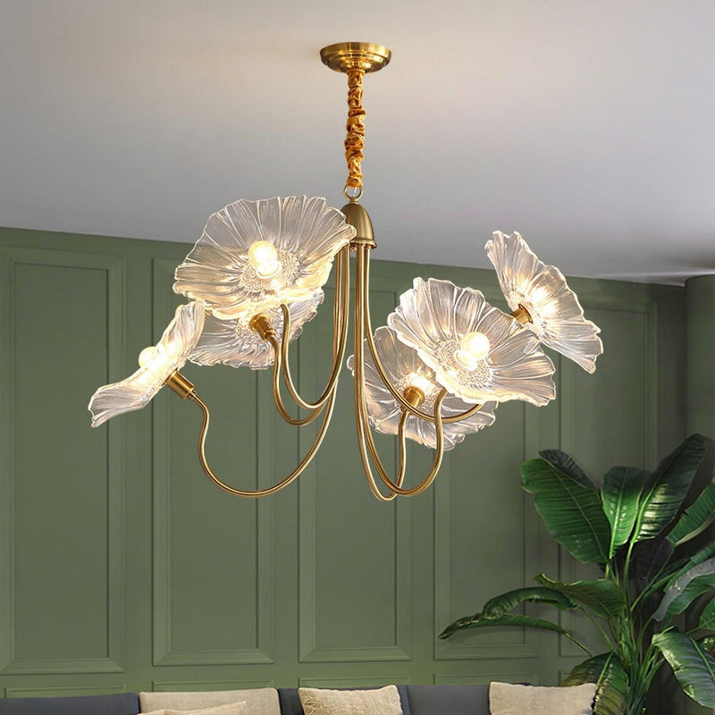 Bladvormige Frosted Glass Kroonluchter – Elegante Vintage-Inspiratie Plafondlamp
