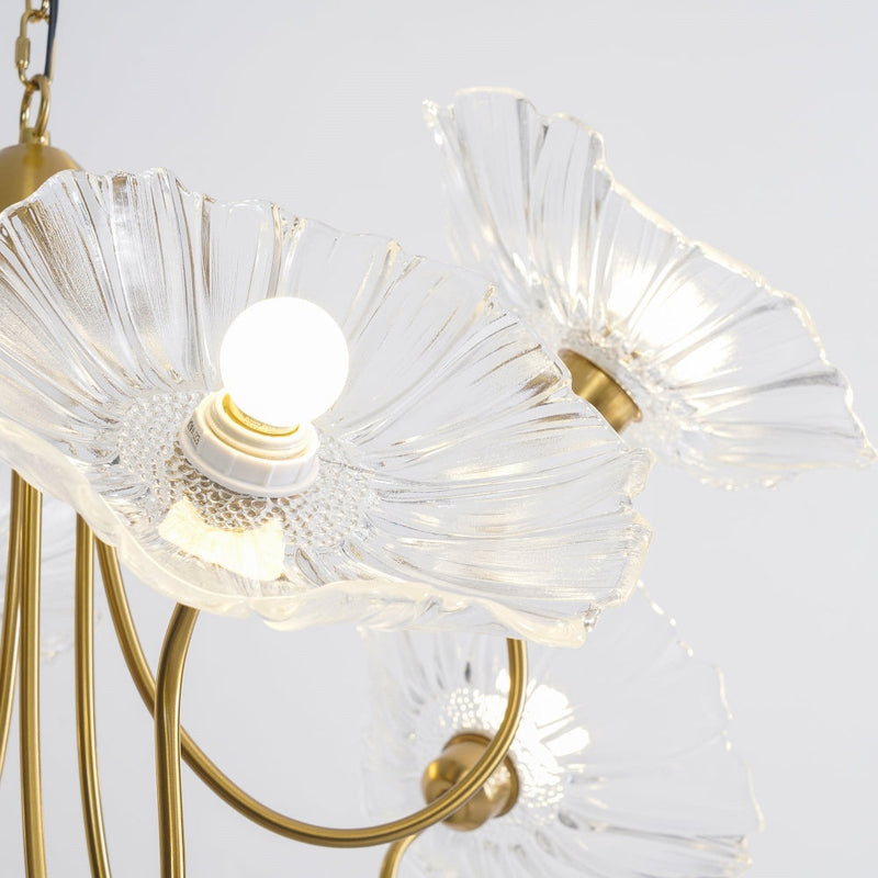 Bladvormige Frosted Glass Kroonluchter – Elegante Vintage-Inspiratie Plafondlamp