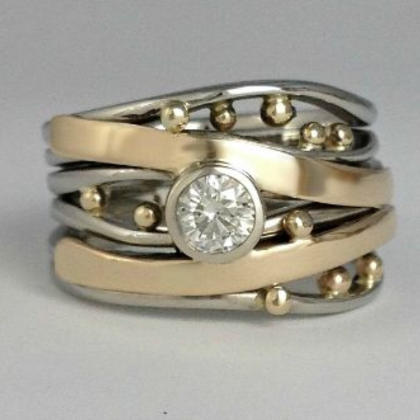 Vintage Gouden Zirkonia Ring - Celia