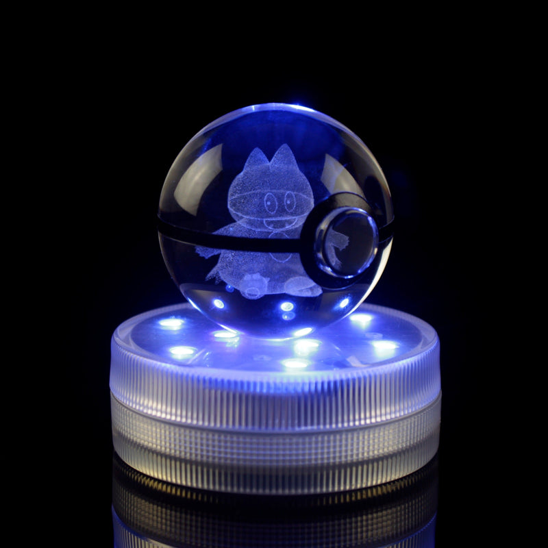 Kristallen Pokébal met LED-standaard – Interactief verzamel speelgoed
