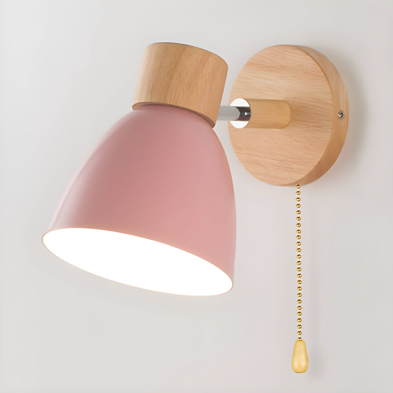 Houten Scandinavische Wandlamp met Schakelaar voor de Slaapkamer