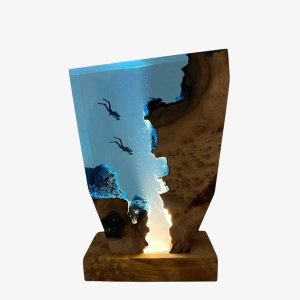 AquaGlow Tafellamp – Handgemaakt Epoxyhars Design – USB Oplaadbaar – LED Sfeerverlichting – Voor Woonkamer of Nachtkastje
