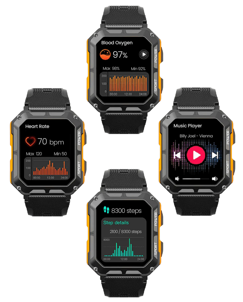 Robuuste Smartwatch met Hartslagmeter & Stappenteller - EnduranceX